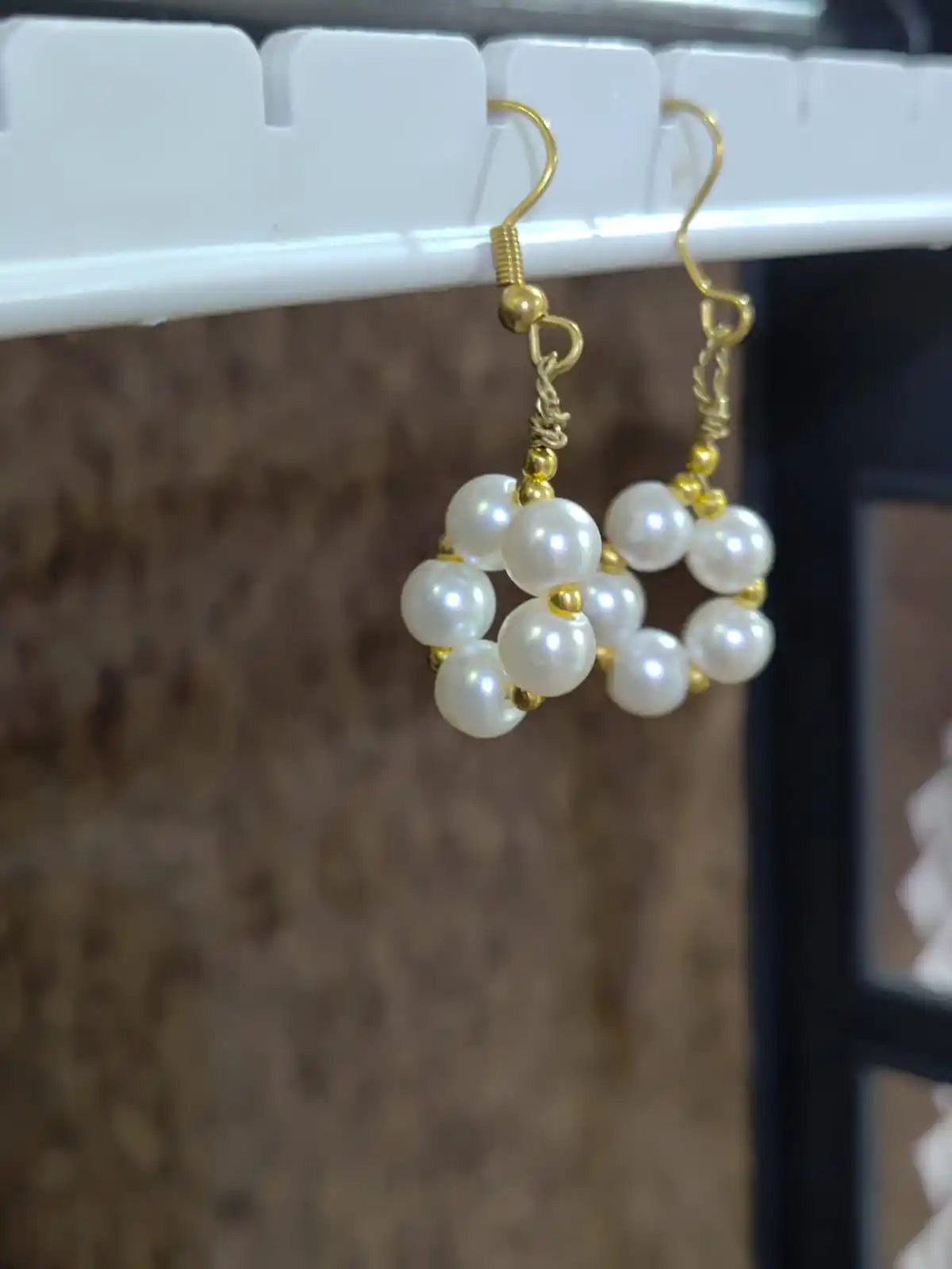 Additional image for Elegant Pearl Loop Earrings